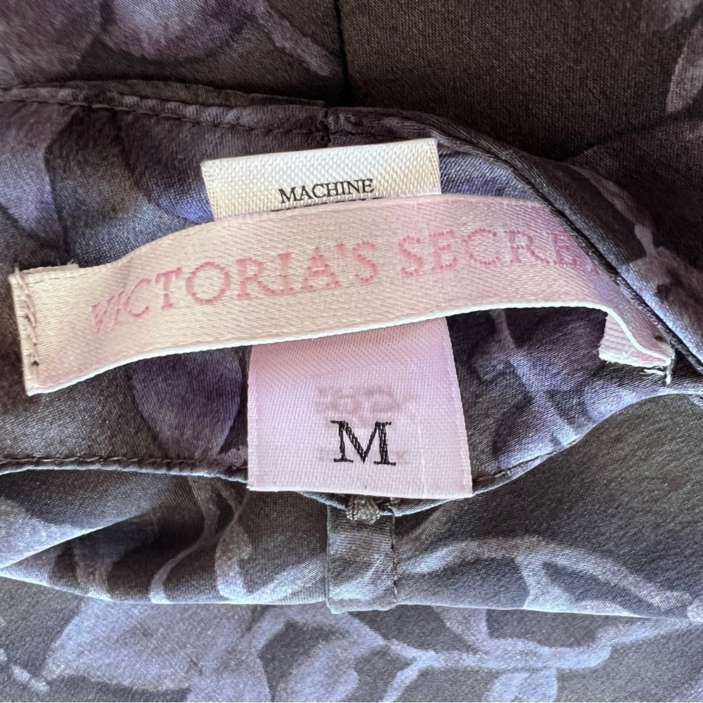 VTG Y2K Victoria's Secret Grey and Purple Floral Print 100% Silk Slip Dress, M - Picture 6 of 9